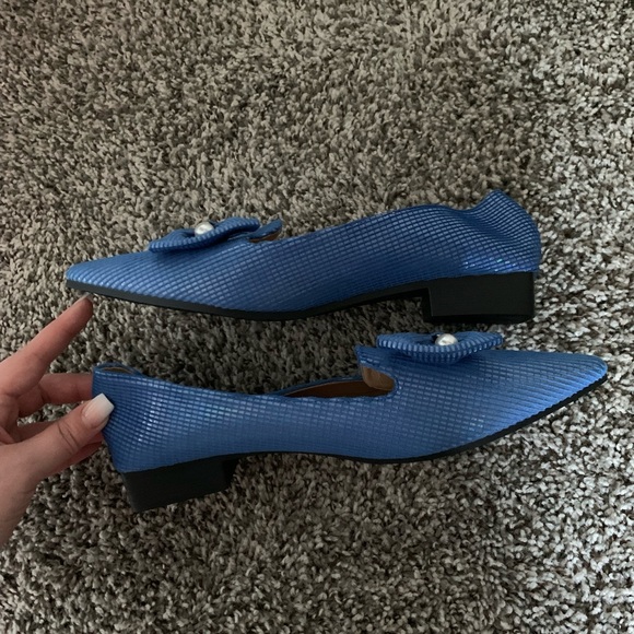 COPY - Shein Beautiful Blue Textured Ballet Flat with Diamond and Pearl Accents - Picture 5 of 5